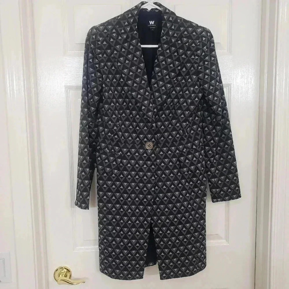W by Worth Geo Print Trench Coat - Picture 1 of 7